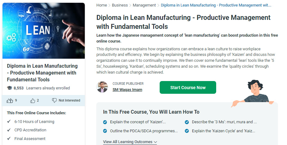 Diploma in Lean Manufacturing - Productive Management with Fundamental Tools