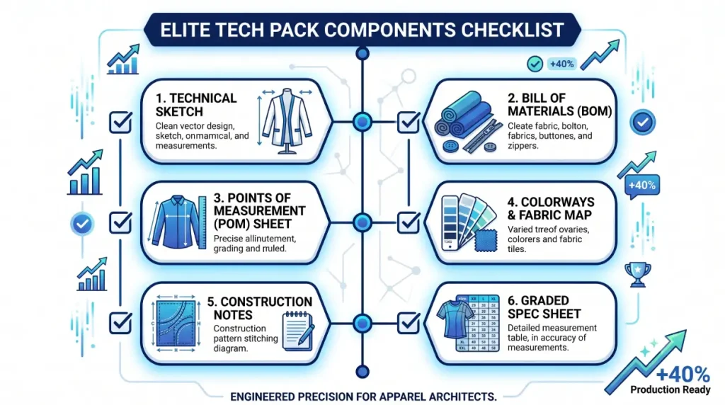 Apparel Design, Tech pack components checklist for apparel production