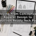 Apparel design, Designer converting fashion sketches to tech packs